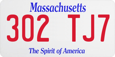 MA license plate 302TJ7