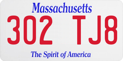 MA license plate 302TJ8