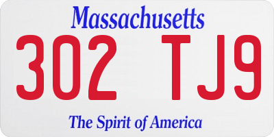 MA license plate 302TJ9