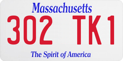 MA license plate 302TK1