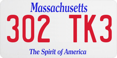 MA license plate 302TK3
