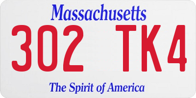 MA license plate 302TK4