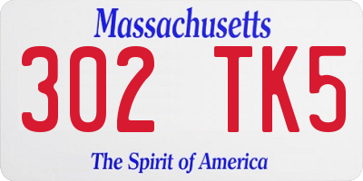 MA license plate 302TK5