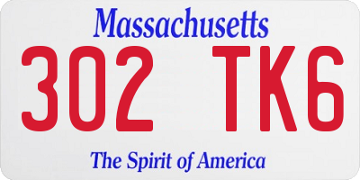 MA license plate 302TK6