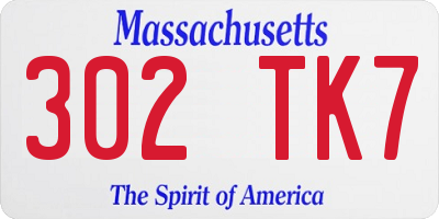 MA license plate 302TK7