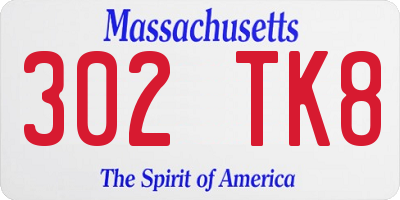 MA license plate 302TK8