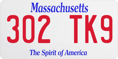 MA license plate 302TK9