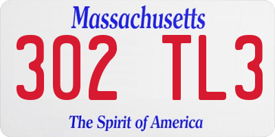 MA license plate 302TL3