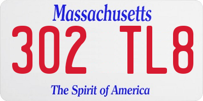 MA license plate 302TL8
