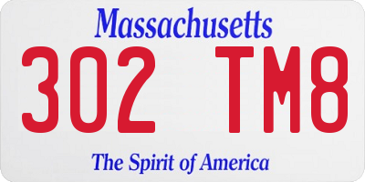 MA license plate 302TM8
