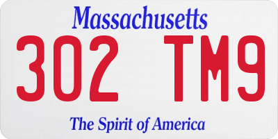 MA license plate 302TM9