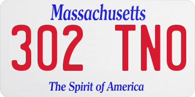 MA license plate 302TN0