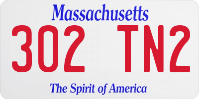 MA license plate 302TN2
