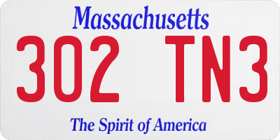 MA license plate 302TN3