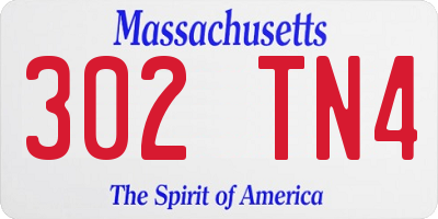 MA license plate 302TN4