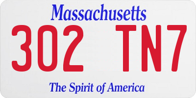 MA license plate 302TN7