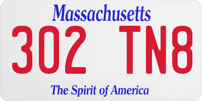 MA license plate 302TN8