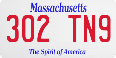 MA license plate 302TN9