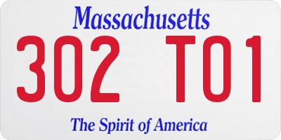 MA license plate 302TO1