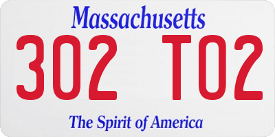 MA license plate 302TO2