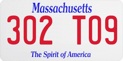 MA license plate 302TO9