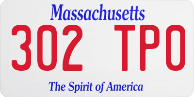 MA license plate 302TP0