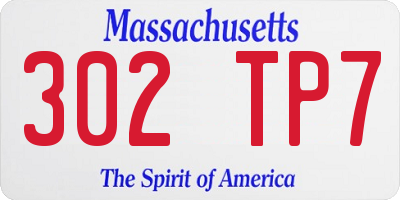 MA license plate 302TP7
