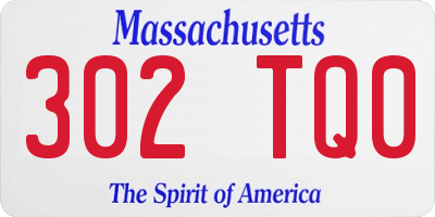 MA license plate 302TQ0