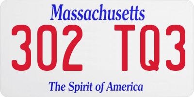MA license plate 302TQ3