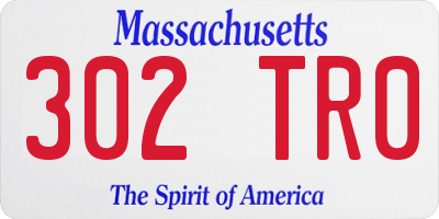 MA license plate 302TR0