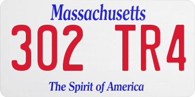MA license plate 302TR4