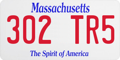 MA license plate 302TR5