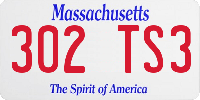MA license plate 302TS3