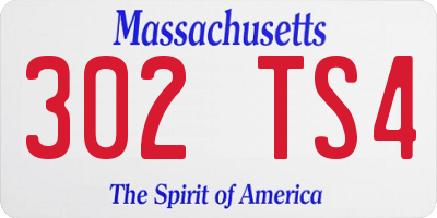 MA license plate 302TS4