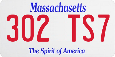 MA license plate 302TS7