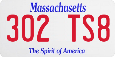 MA license plate 302TS8