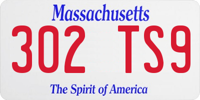 MA license plate 302TS9