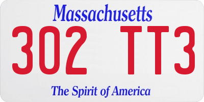 MA license plate 302TT3