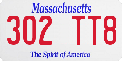 MA license plate 302TT8