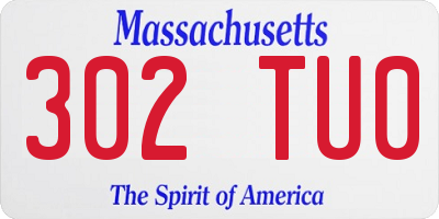 MA license plate 302TU0