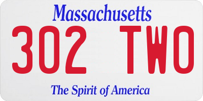 MA license plate 302TW0
