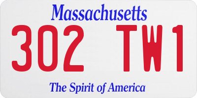 MA license plate 302TW1