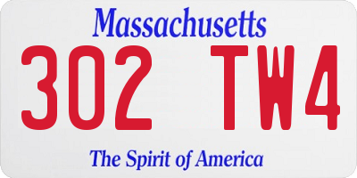 MA license plate 302TW4