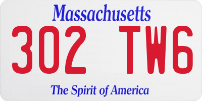 MA license plate 302TW6