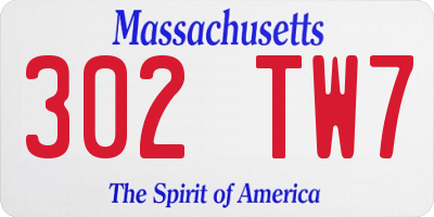 MA license plate 302TW7