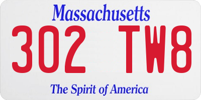 MA license plate 302TW8
