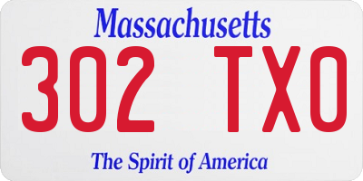 MA license plate 302TX0