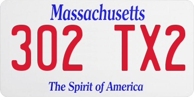 MA license plate 302TX2