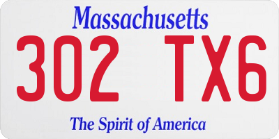 MA license plate 302TX6
