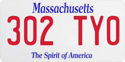 MA license plate 302TY0